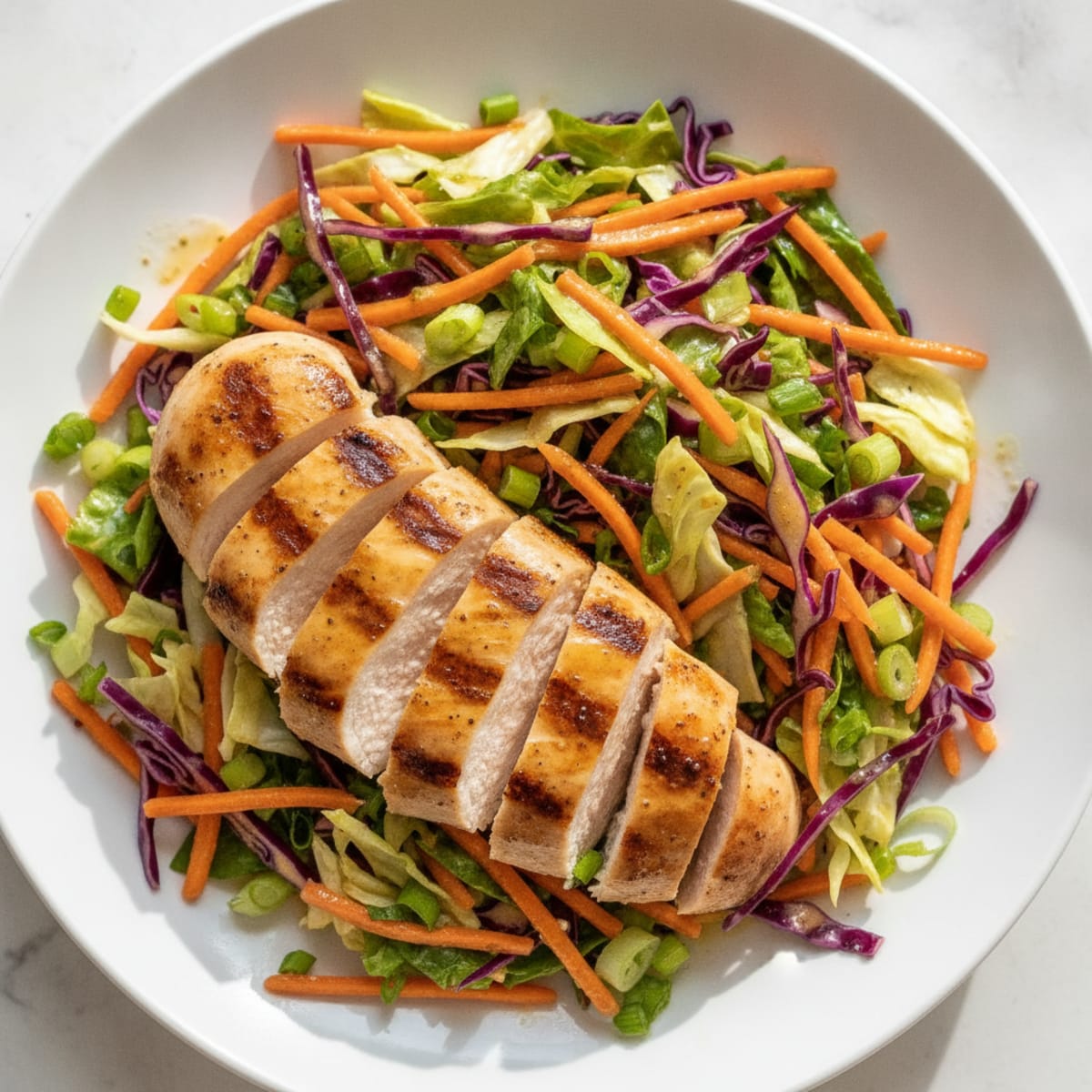 Grilled Chicken Breast with Crisp Cabbage Salad and Lemon Vinaigrette