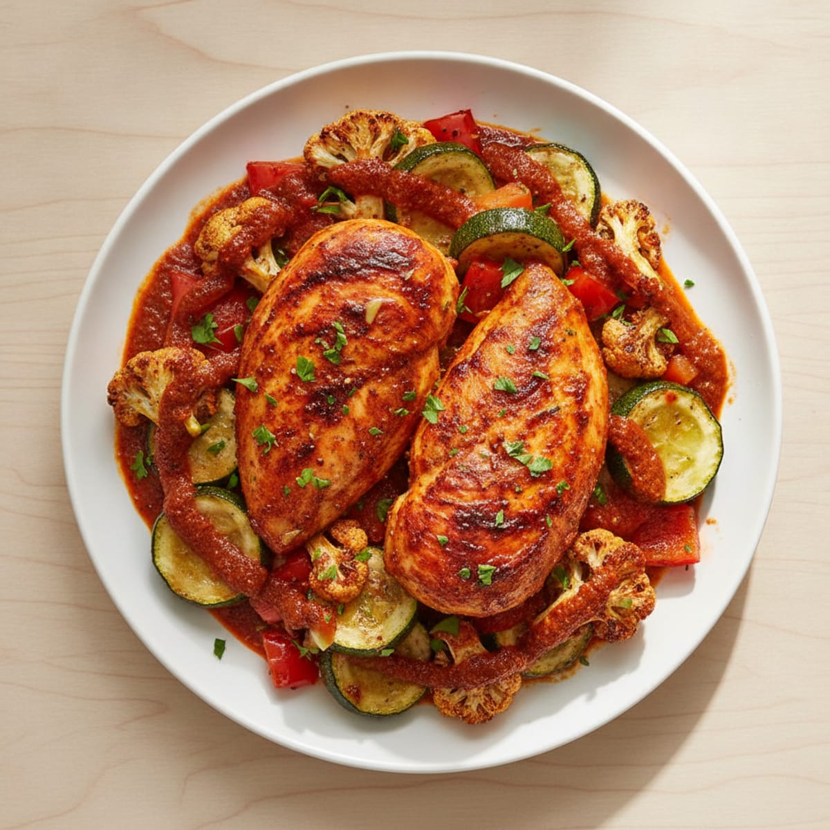 Spicy Harissa Chicken with Roasted Vegetables