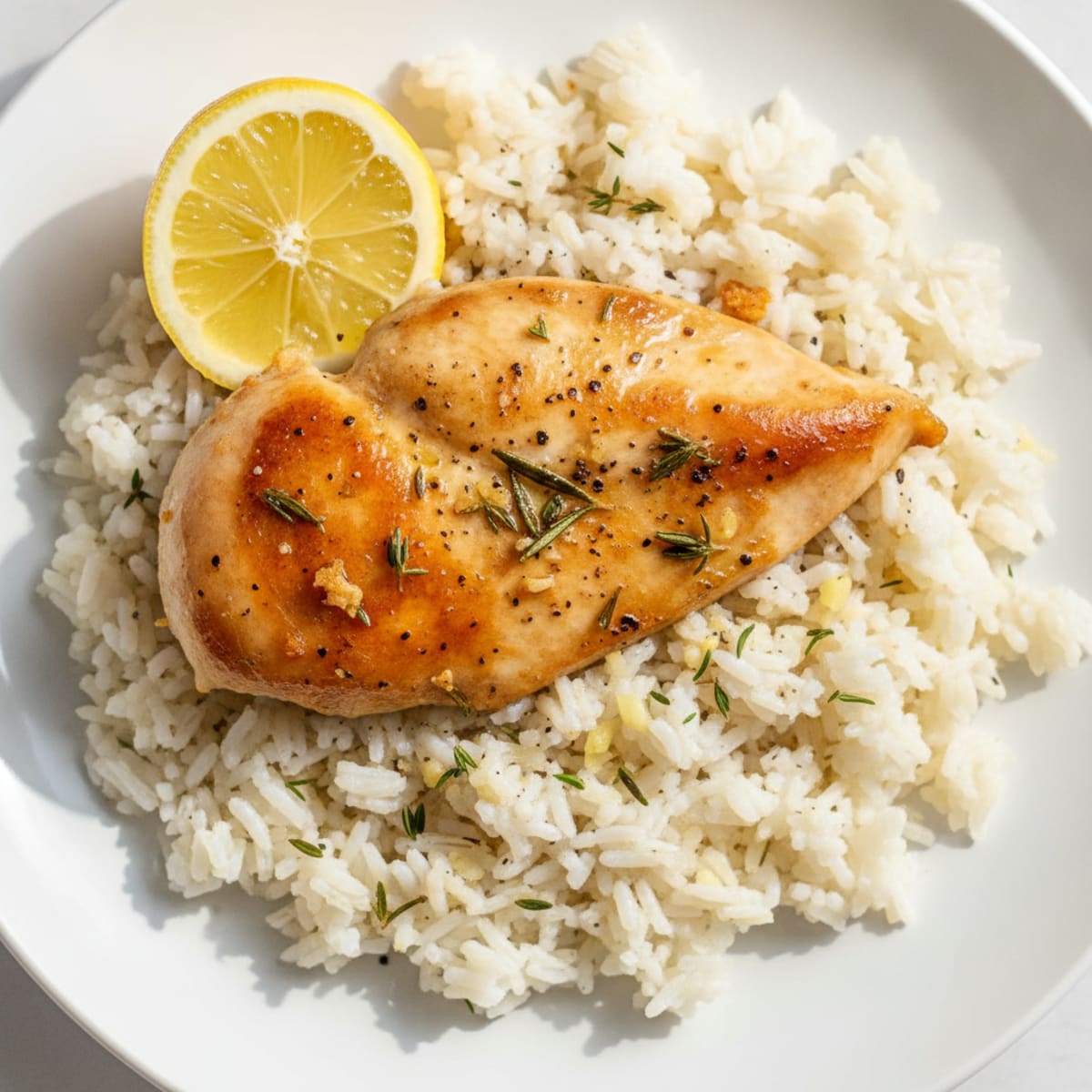 Lemon Herb Chicken with Garlic Rice