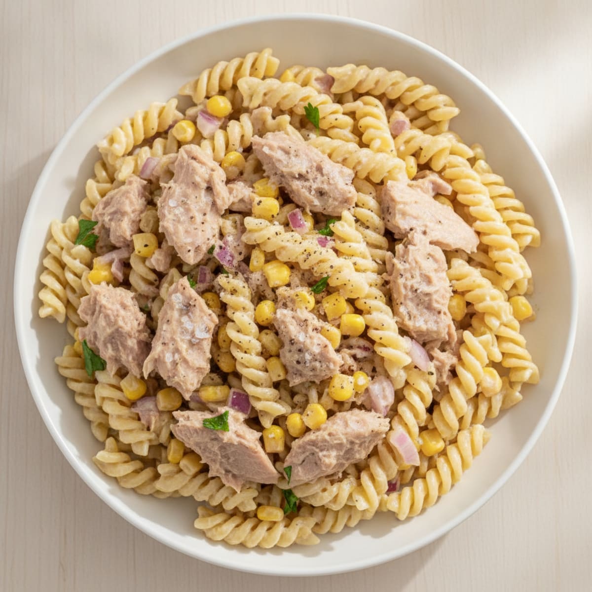 Tuna Sweetcorn Pasta with Light Mayo
