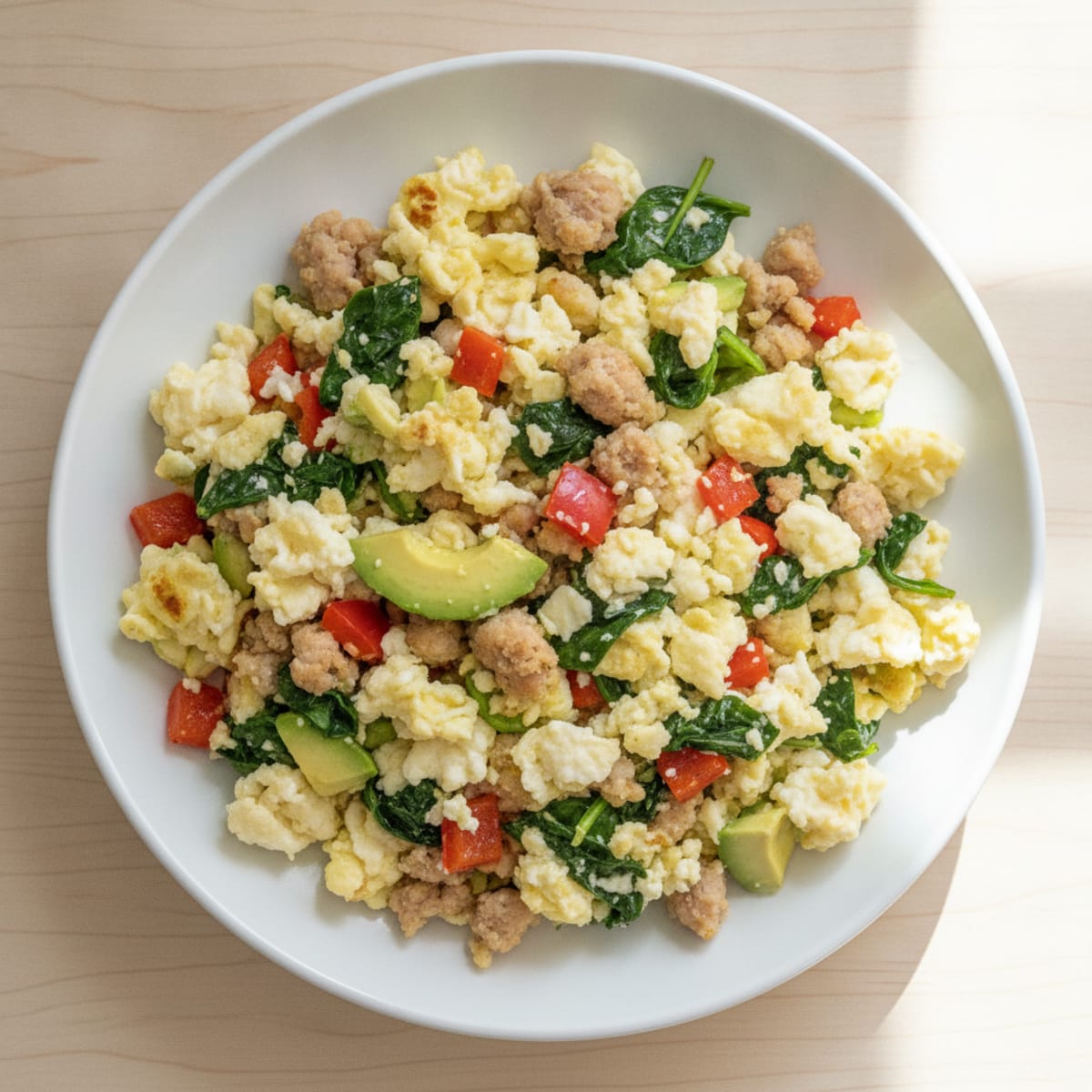 Egg White Veggie Scramble with Turkey Sausage