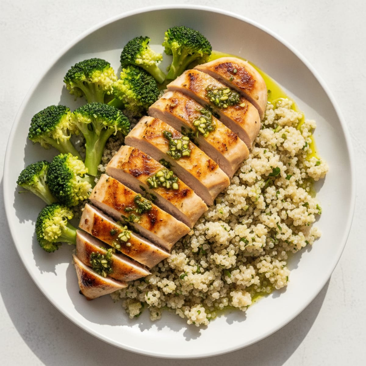 Grilled Chicken Breast with Quinoa and Steamed Broccoli