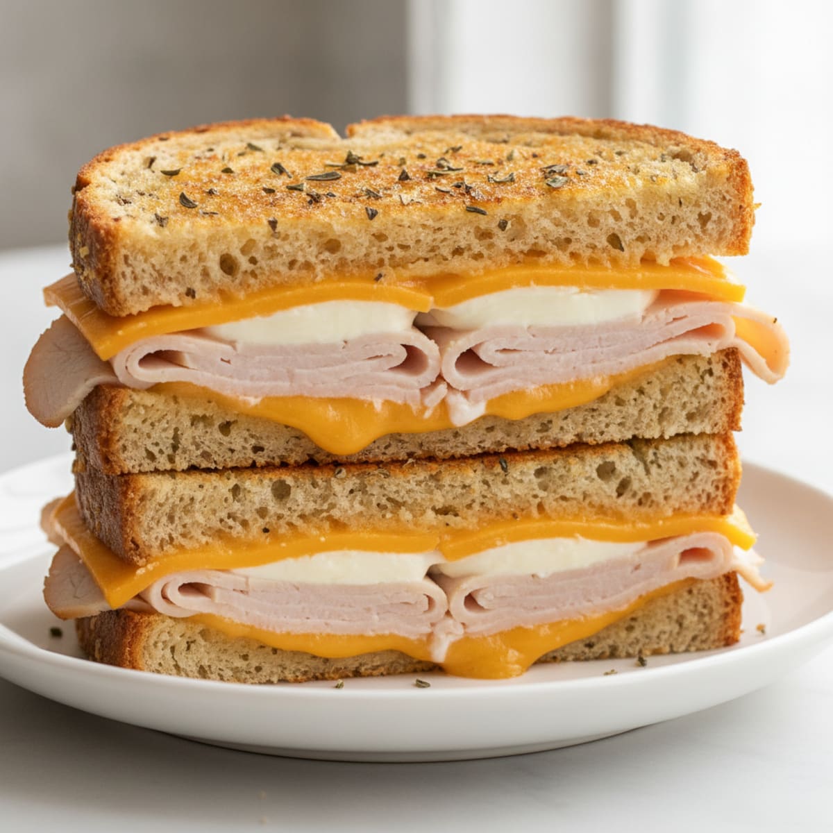 Triple-Decker Grilled Cheese Sandwich
