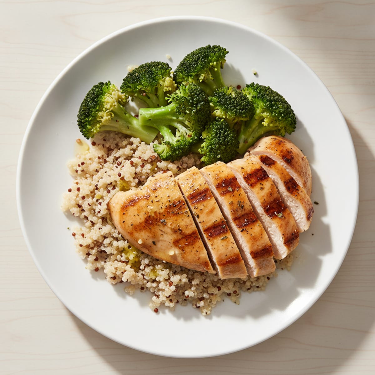 Grilled Chicken Breast with Quinoa and Steamed Broccoli