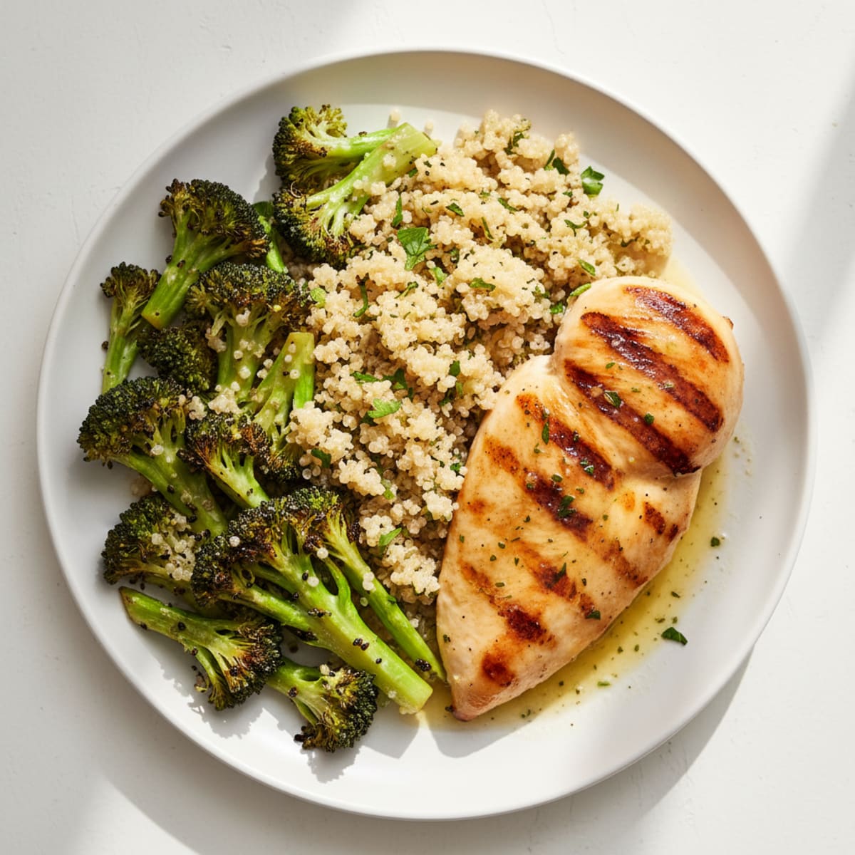 Grilled Chicken Breast with Roasted Broccoli and Quinoa