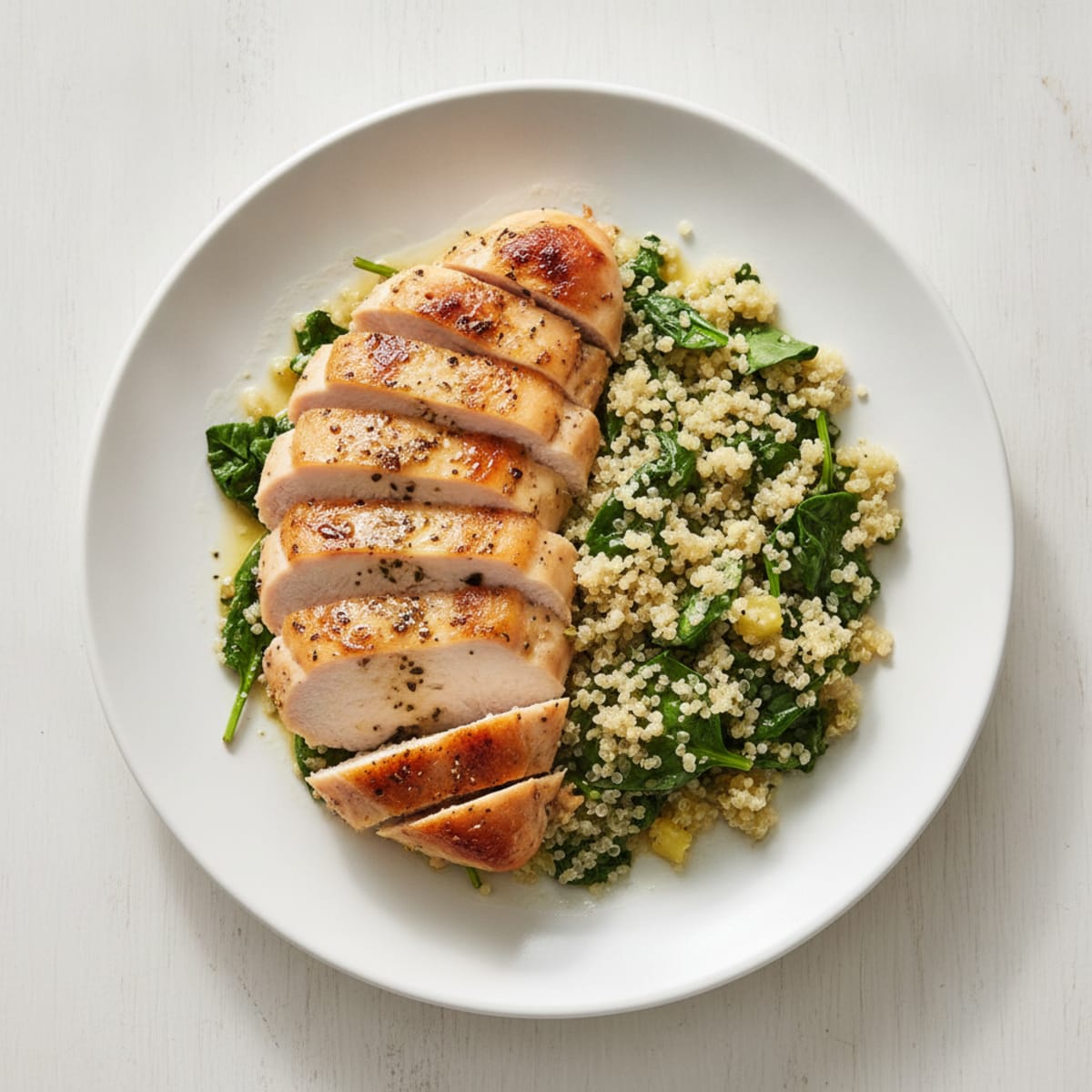 Herb-Roasted Chicken with Quinoa and Spinach