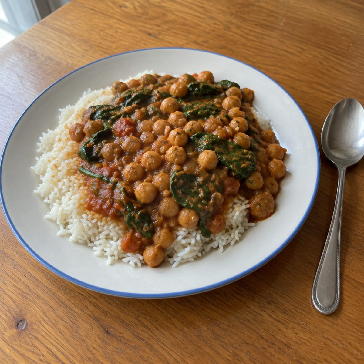 Chickpea curry with basmati rice