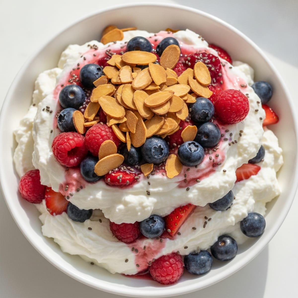 Creamy Greek Yogurt Protein Parfait with Mixed Berries and Almonds
