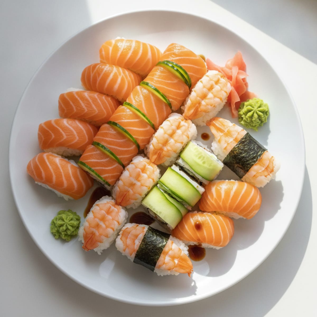 Assorted Salmon and Shrimp Sushi Platter