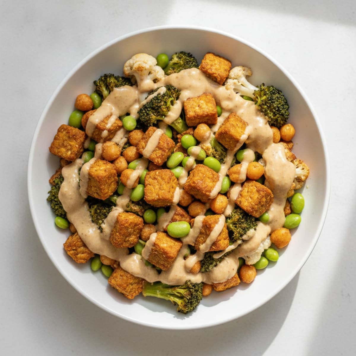 Roasted Vegetable Buddha Bowl with Tahini Dressing