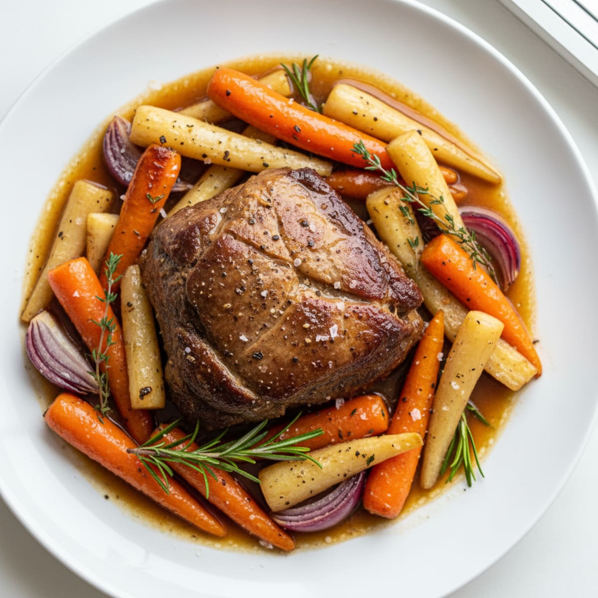 Slow-Roasted Elk with Root Vegetables