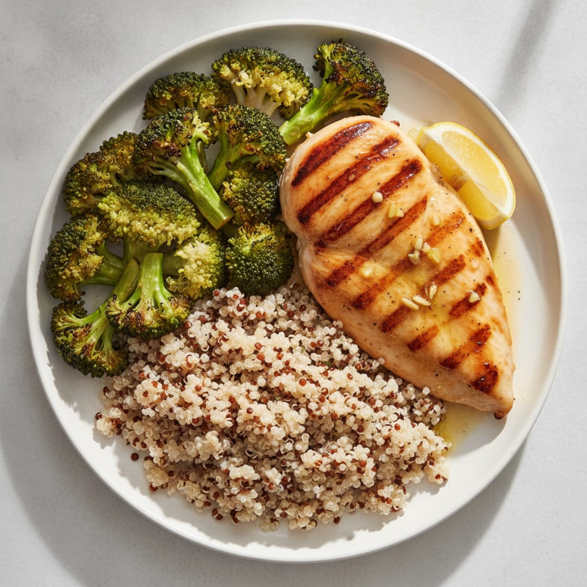 Grilled Chicken Breast with Roasted Broccoli and Quinoa