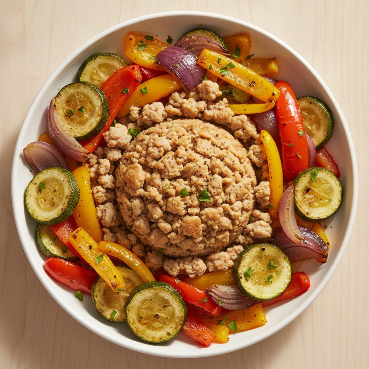 Ground Turkey with Roasted Vegetables