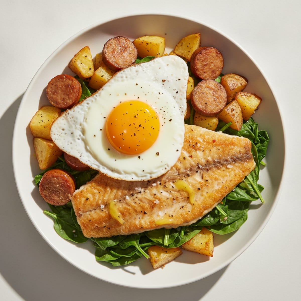 Roasted Tilapia with Potatoes and Spinach