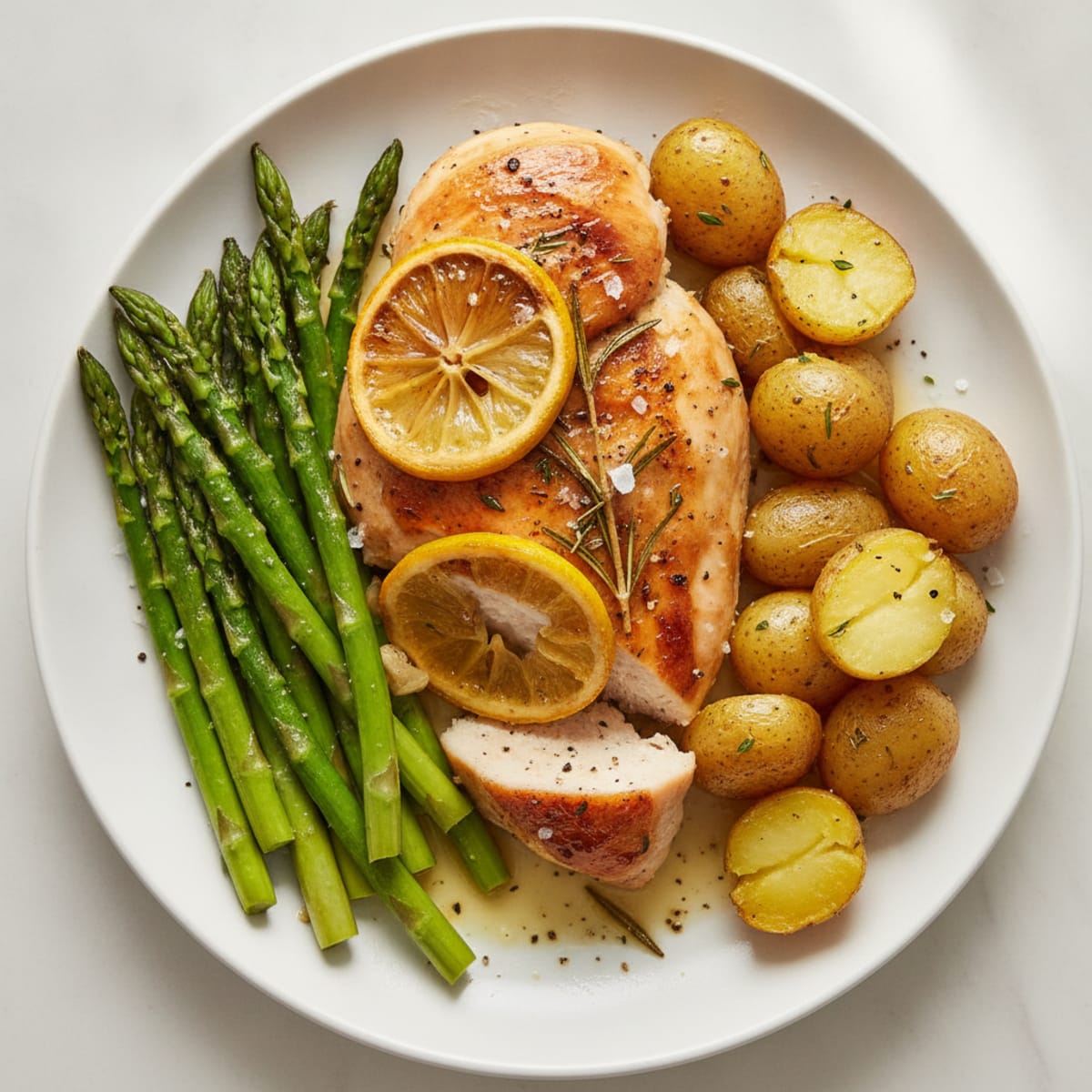 Lemon Herb Roasted Chicken with Asparagus