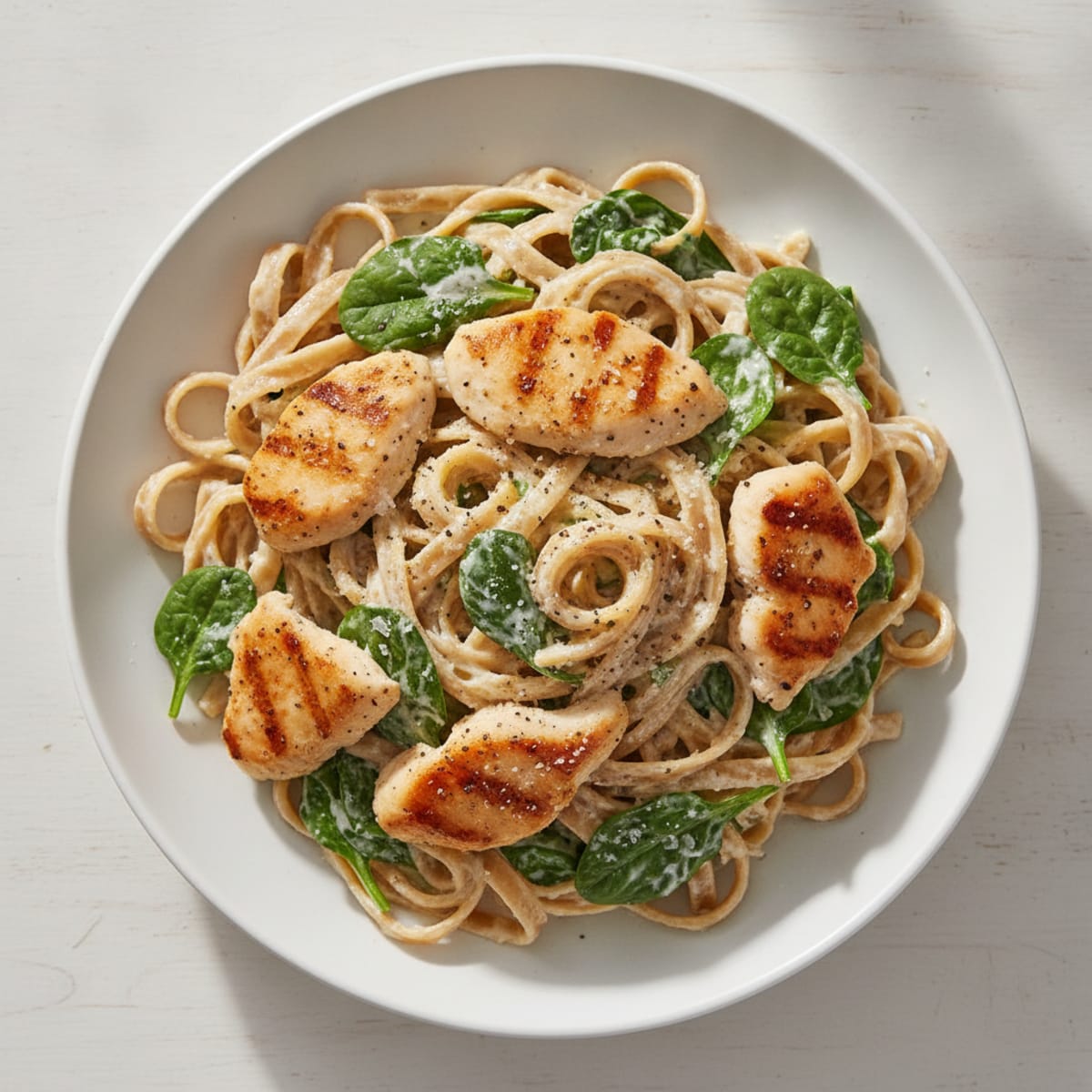 High-Protein Chicken Alfredo with Whole Wheat Fettuccine