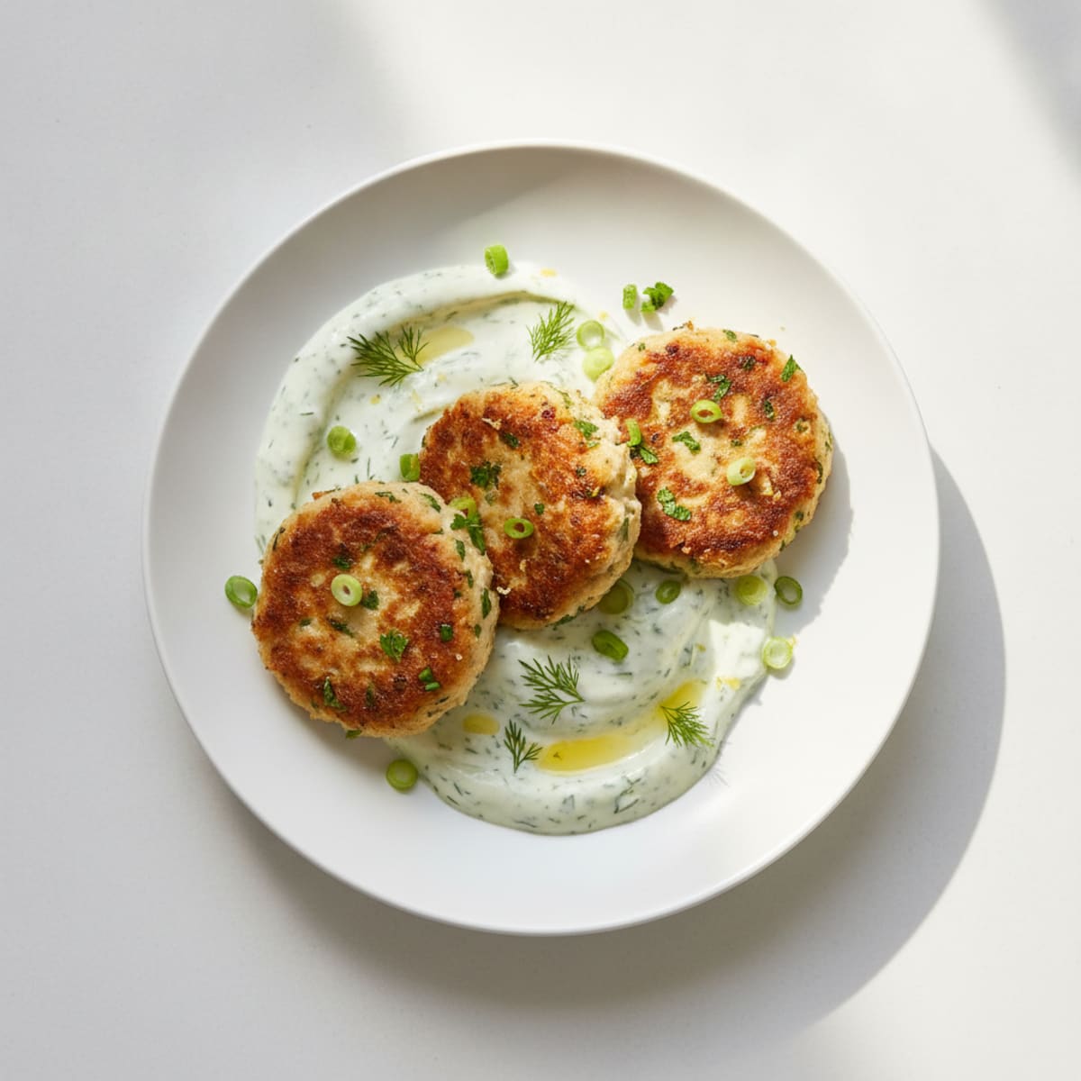 Lemon-Herb Tuna Patties with Dill Sauce