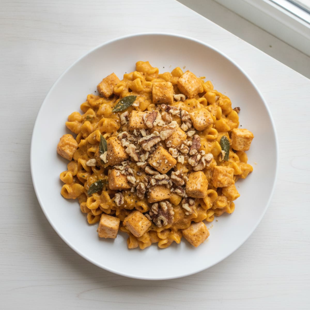 Pumpkin Sage Pasta with Toasted Walnuts