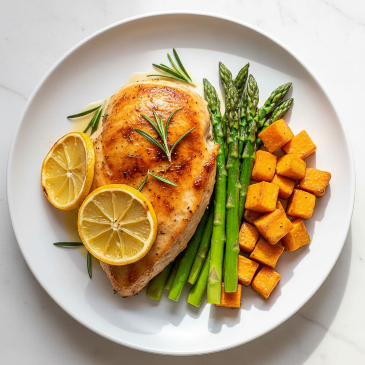 Lemon-Herb Roasted Chicken with Asparagus