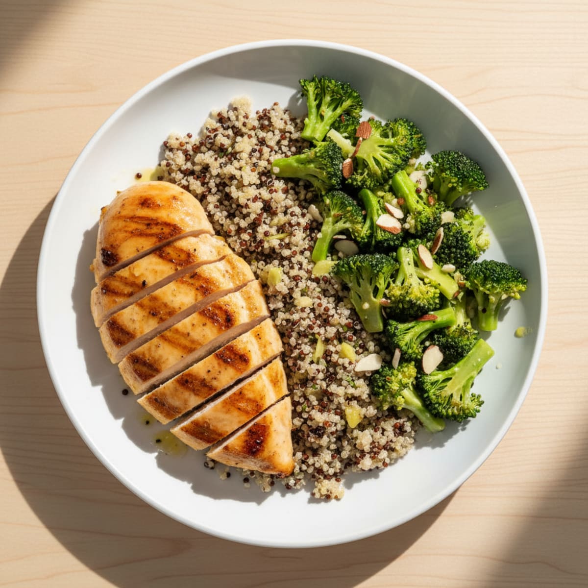 Grilled Chicken Breast with Quinoa and Crunchy Broccoli Salad