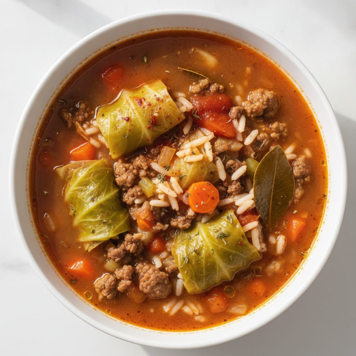 Hearty Cabbage Roll Soup with Ground Beef