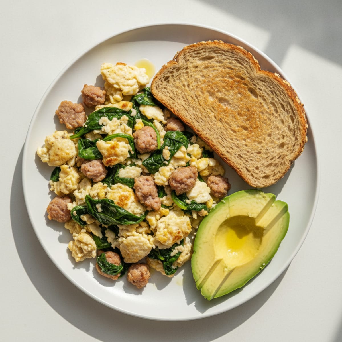 Egg White and Turkey Sausage Scramble with Spinach