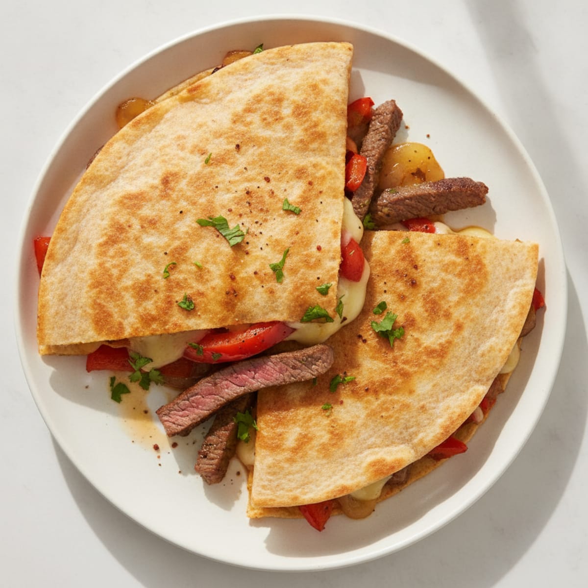 Pan-Seared Steak and Pepper Quesadillas