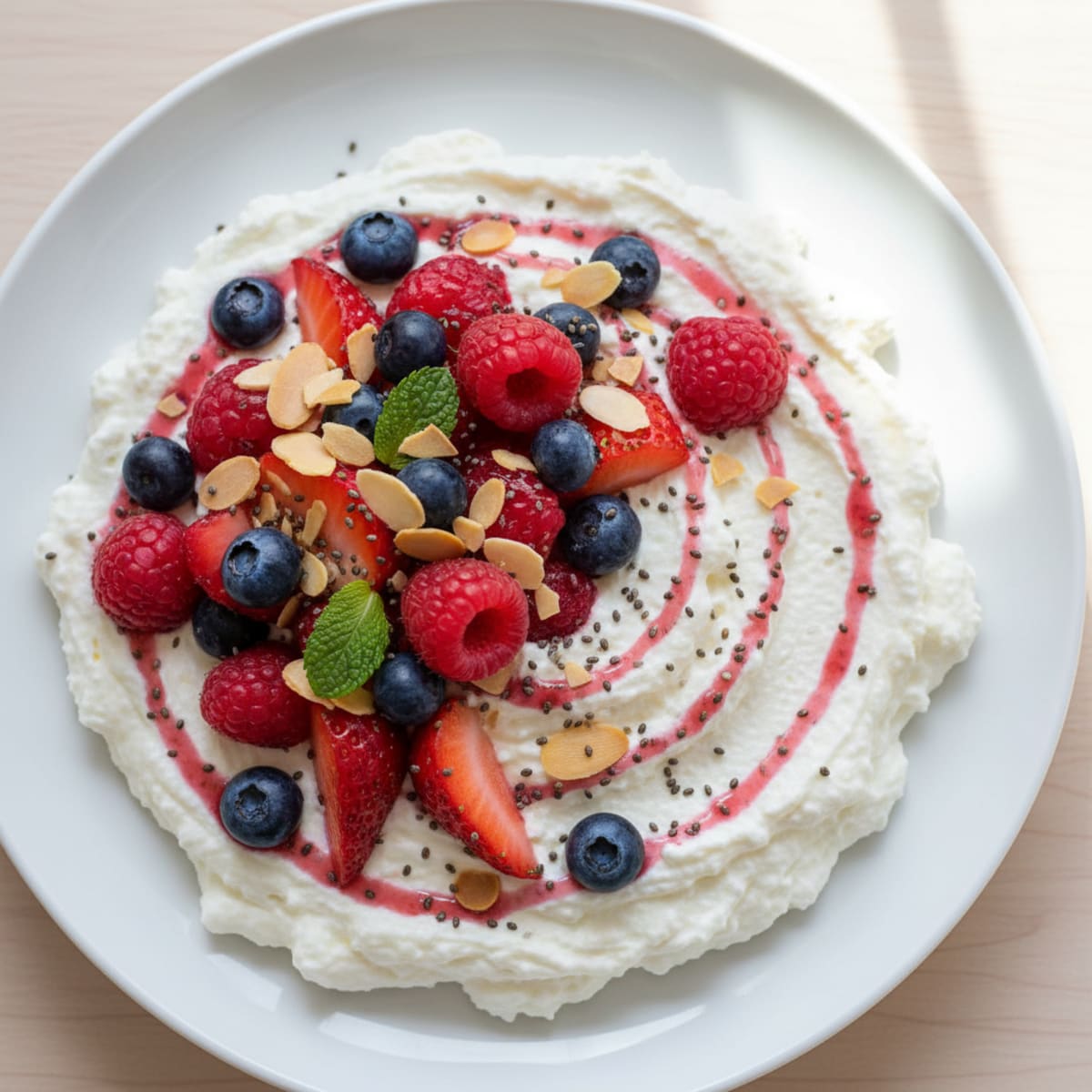 Greek Yogurt Protein Mousse with Mixed Berries