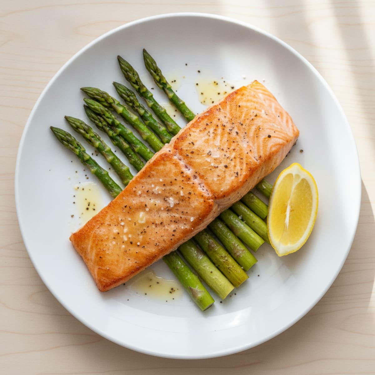 Pan-Seared Salmon with Roasted Asparagus