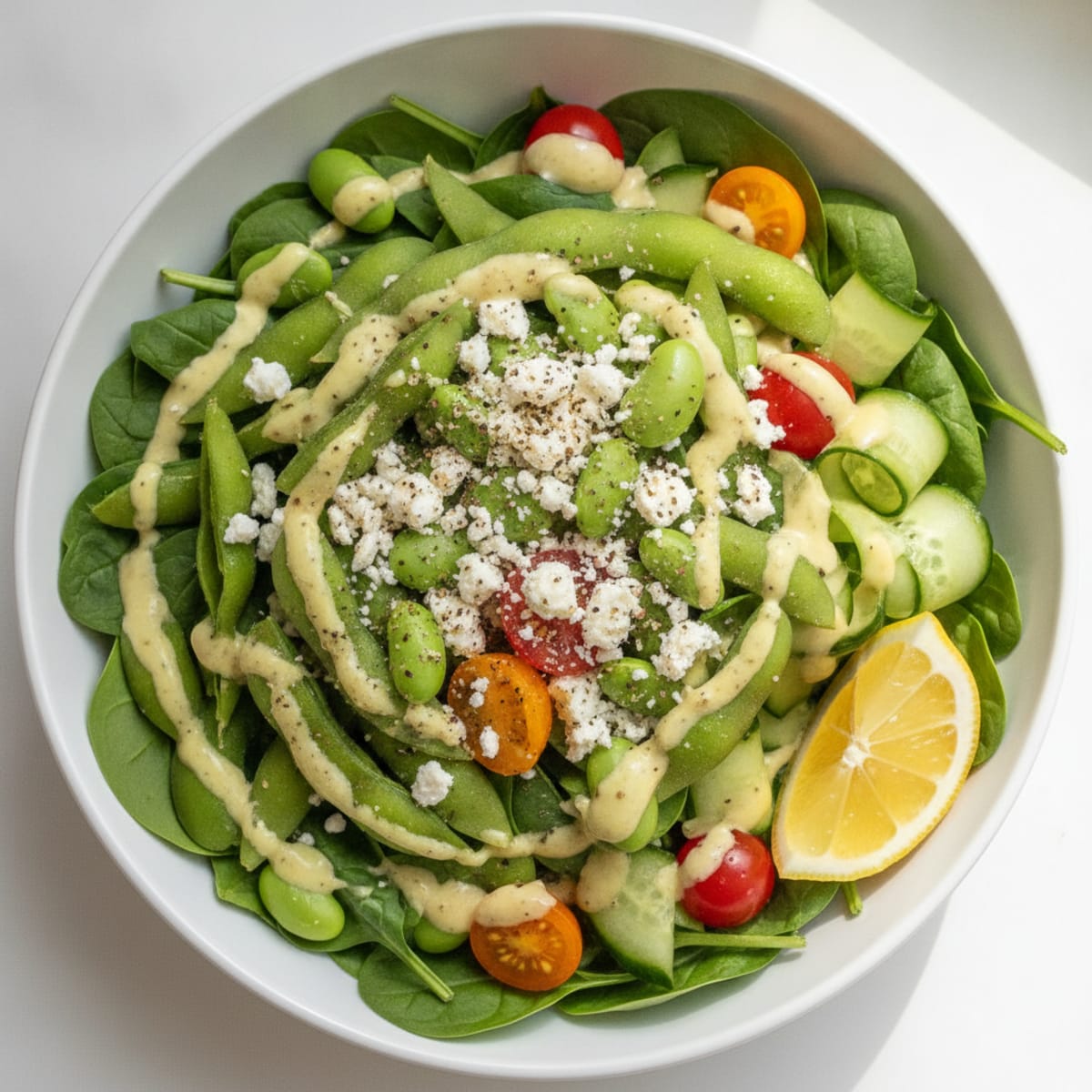 Mediterranean Edamame & Spinach Bowl