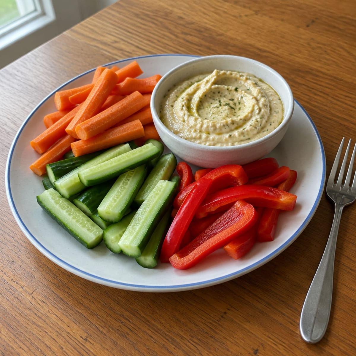 Assorted crudites with hummus dip