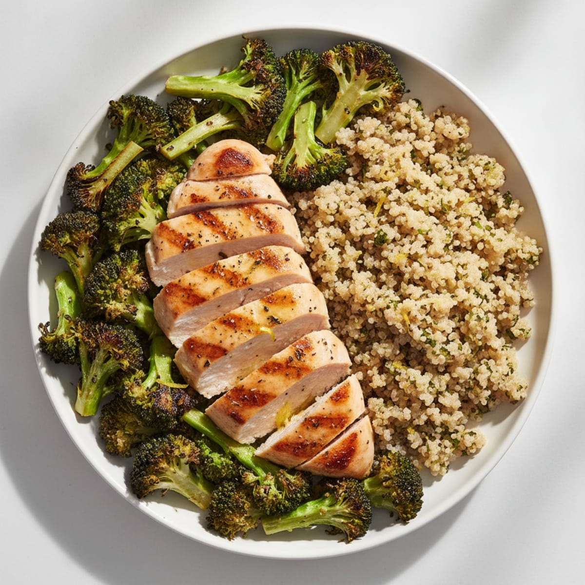 Grilled Chicken Breast with Roasted Broccoli and Quinoa