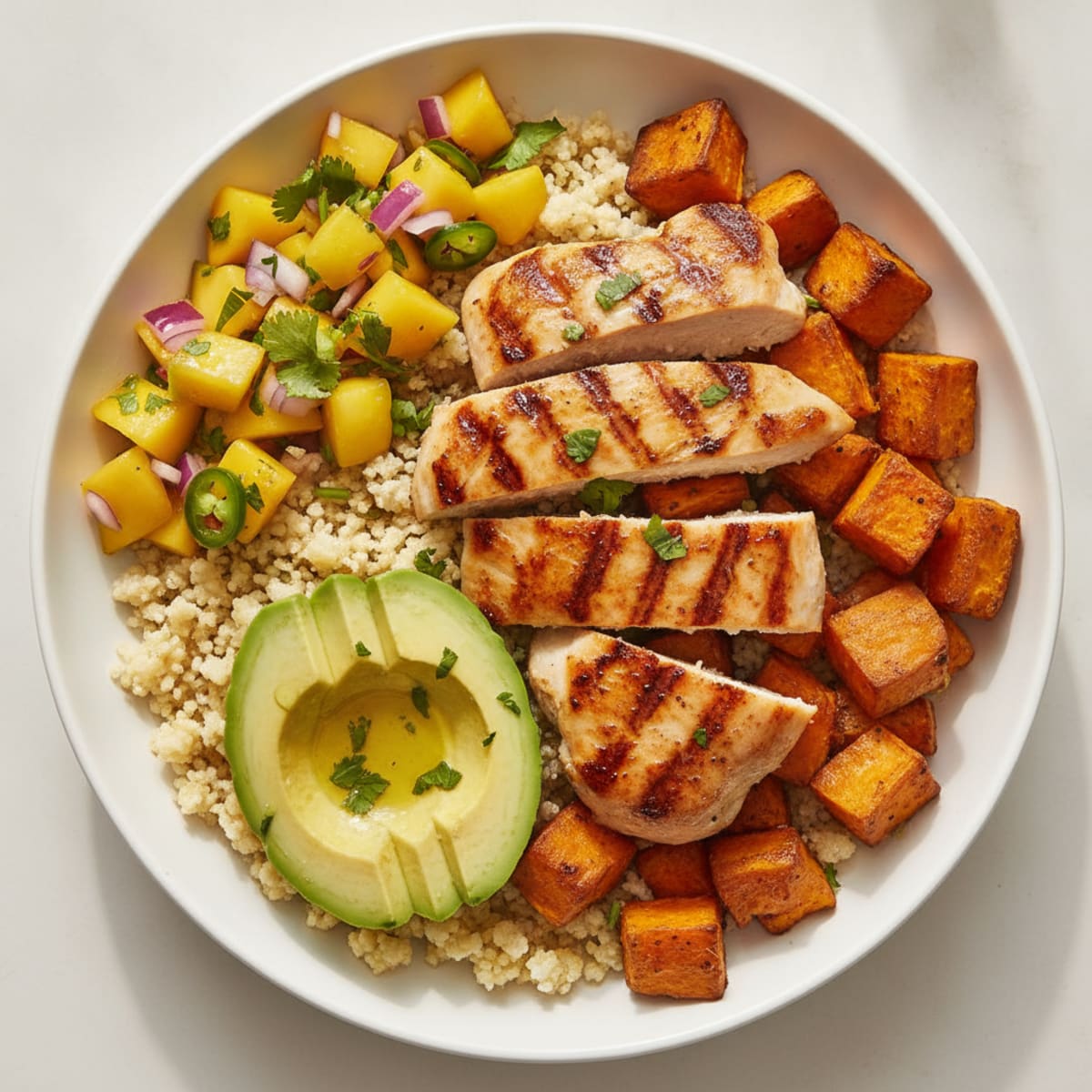 Grilled Chicken and Avocado Sweet Potato Bowl