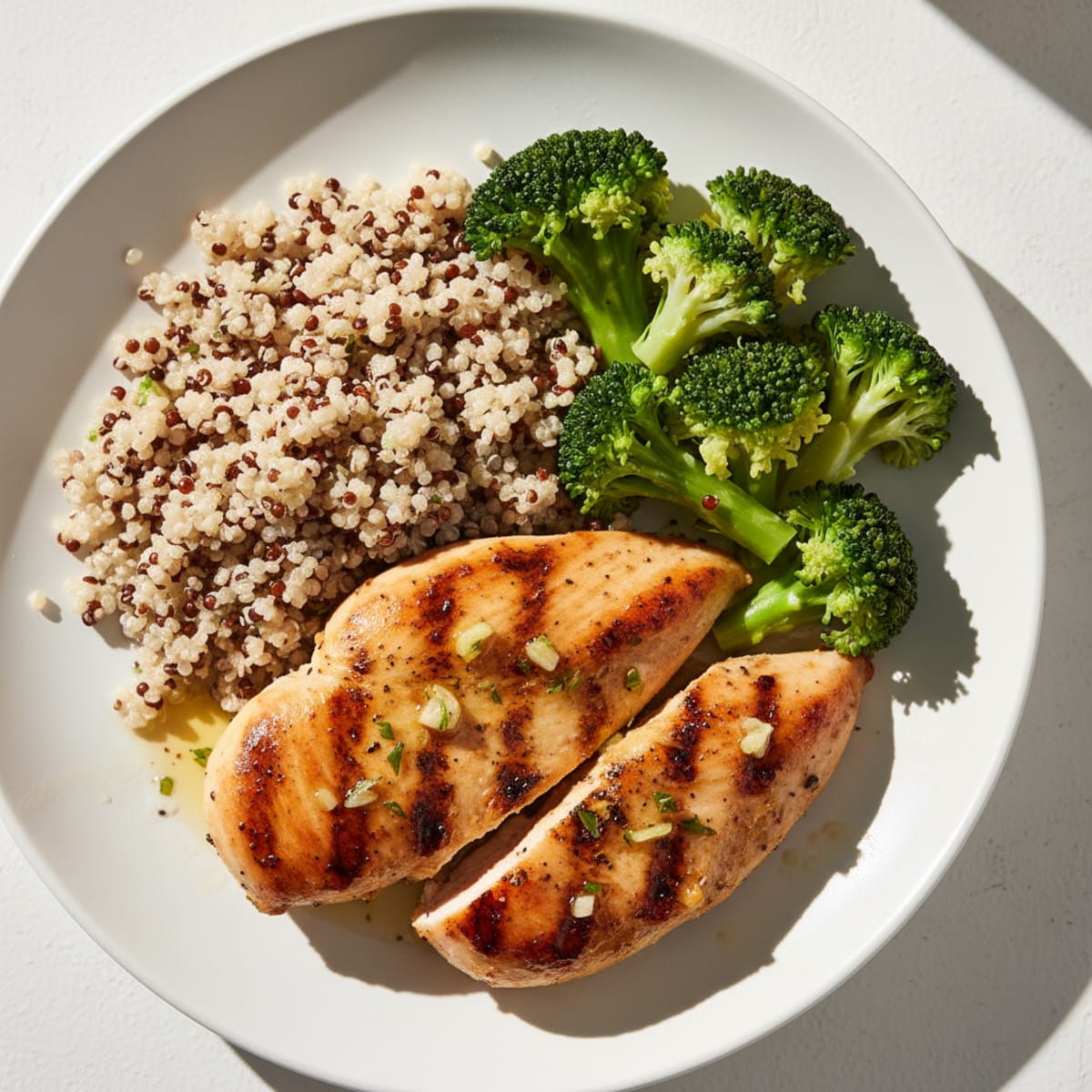 Grilled Chicken Breast with Quinoa and Steamed Broccoli