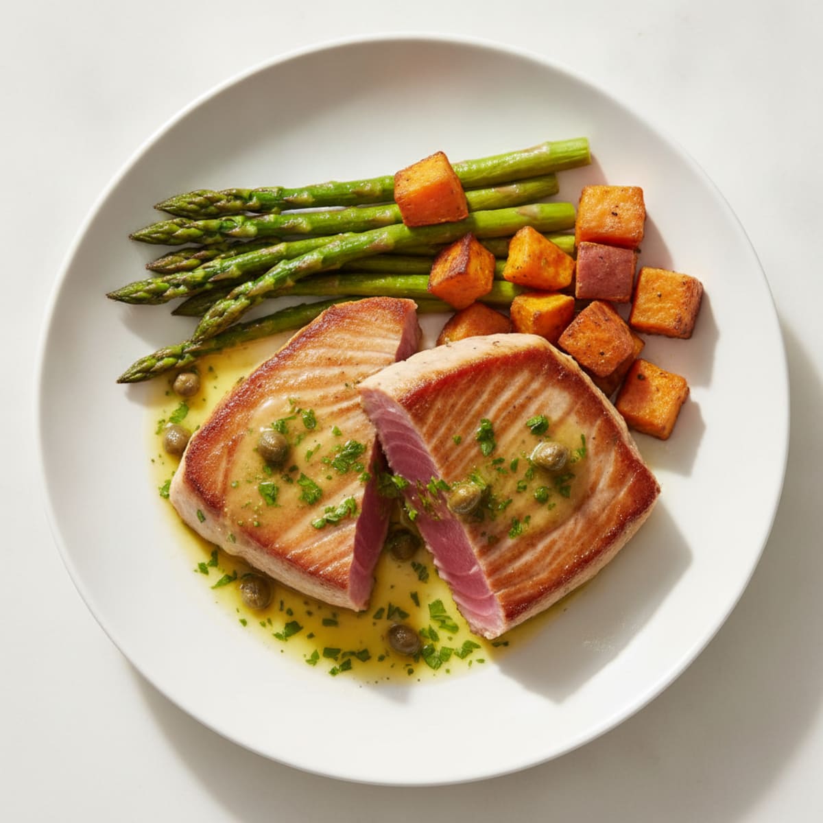 Seared Tuna with Lemon-Herb Sauce