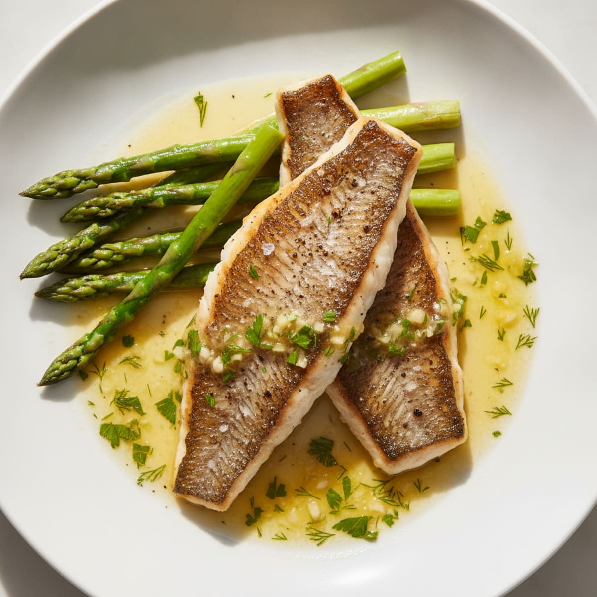 Pan-Seared Branzino with Lemon-Herb Sauce