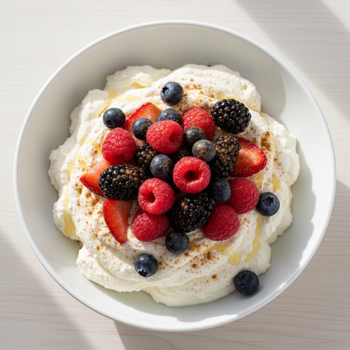 Greek Yogurt Protein Mousse with Mixed Berries