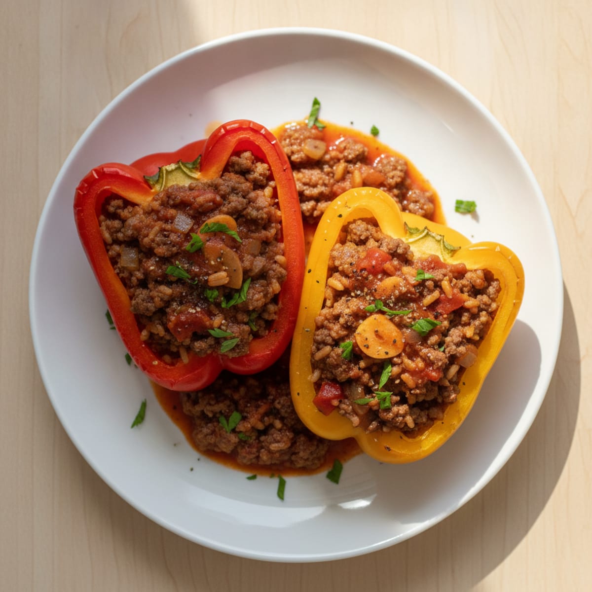 Beef and Rice Stuffed Bell Peppers
