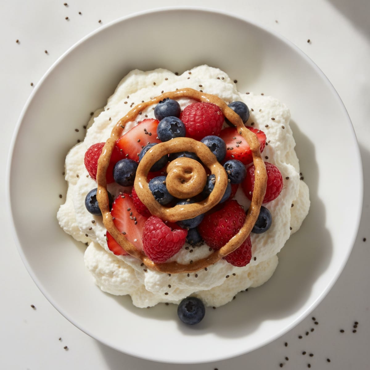 Silky Greek Yogurt Mousse with Mixed Berries and Protein Powder