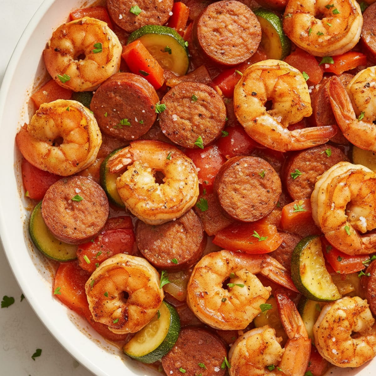 Pan-Seared Shrimp and Turkey Sausage Skillet