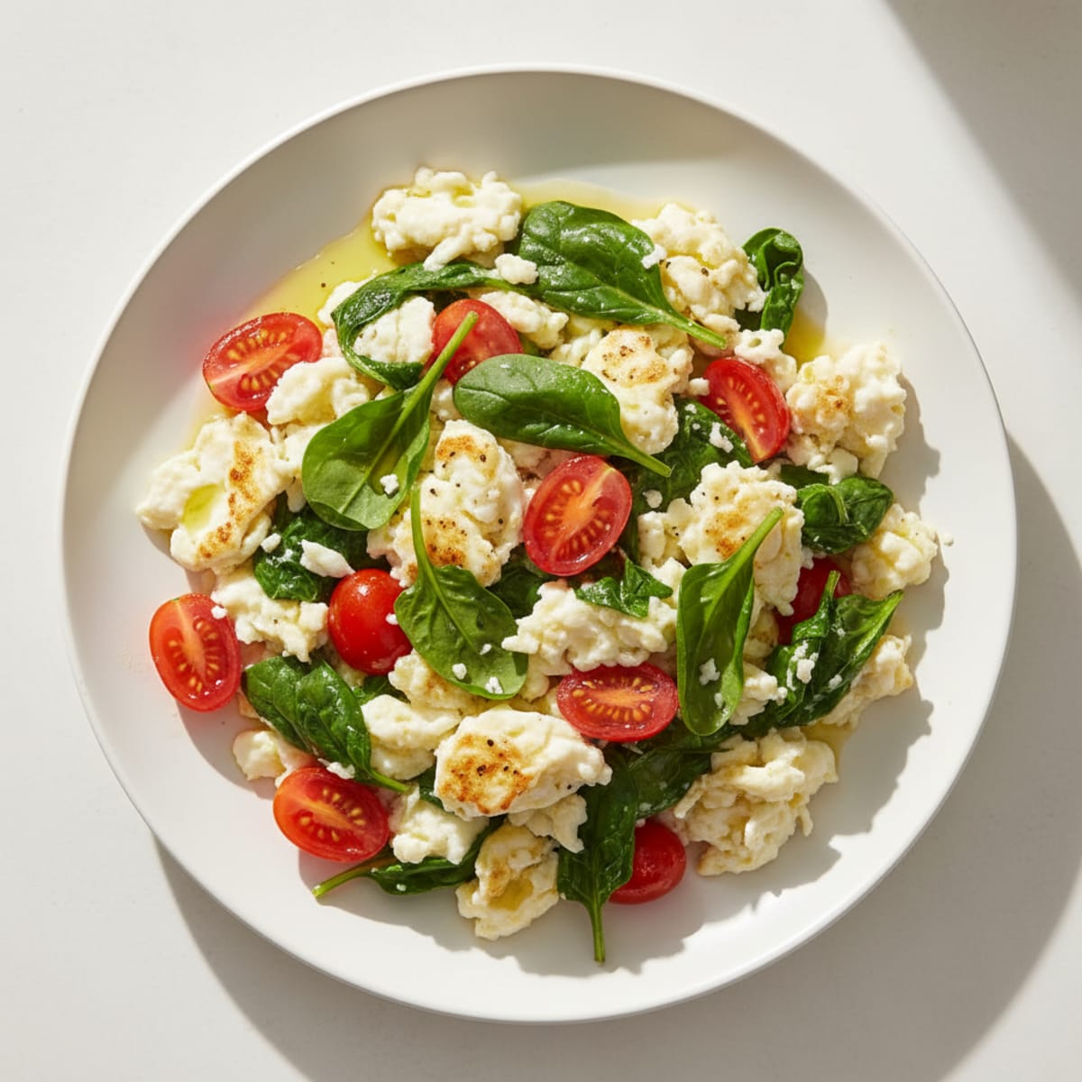 Egg White Spinach Scramble with Cherry Tomatoes