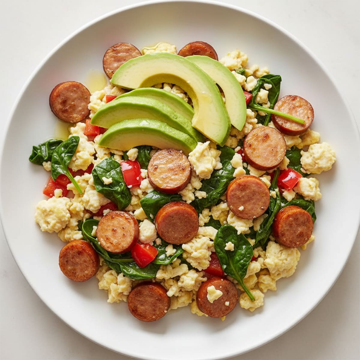 Egg White Scramble with Spinach and Turkey Sausage