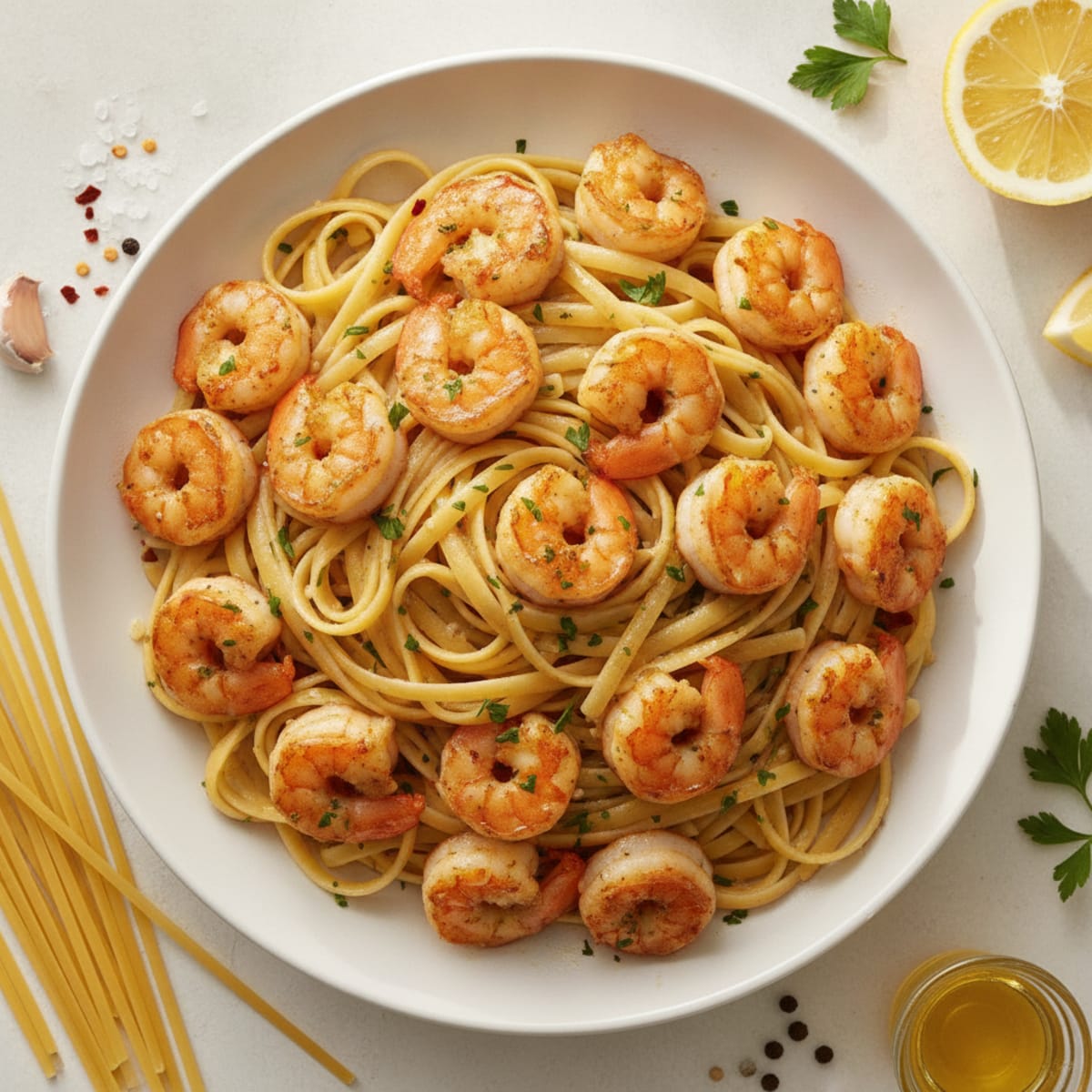 Garlic Butter Shrimp Scampi with Linguine