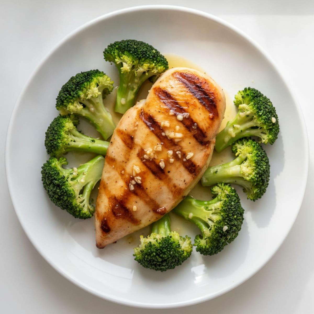 Lemon Garlic Grilled Chicken Breast with Steamed Broccoli