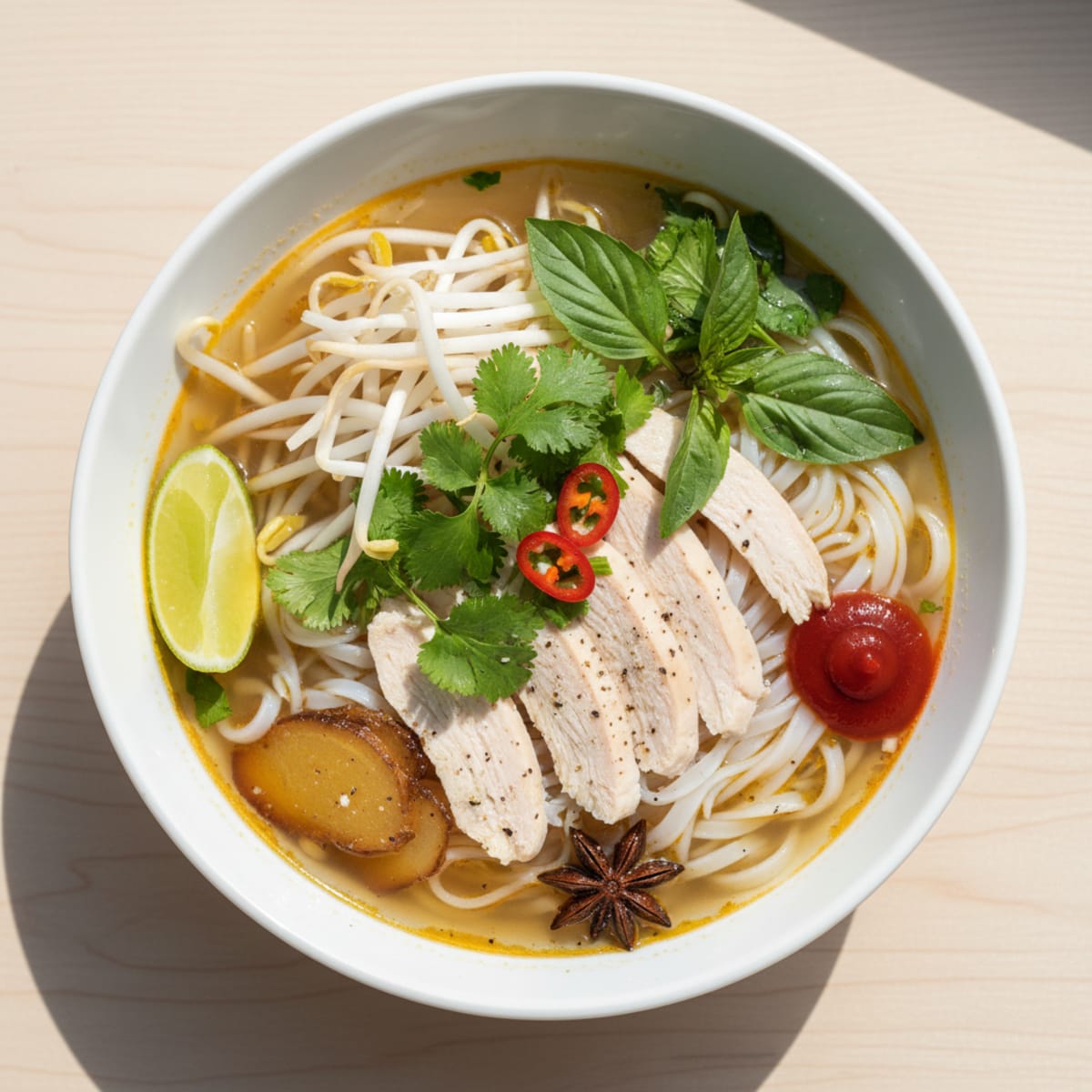 Vietnamese Chicken Pho Noodle Soup