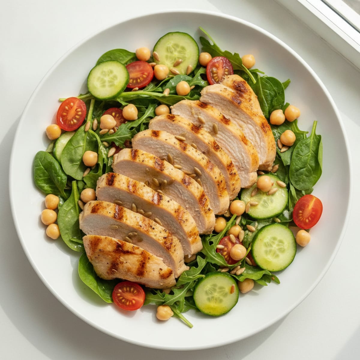 Grilled Turkey Breast Salad with Chickpeas and Lemon Vinaigrette