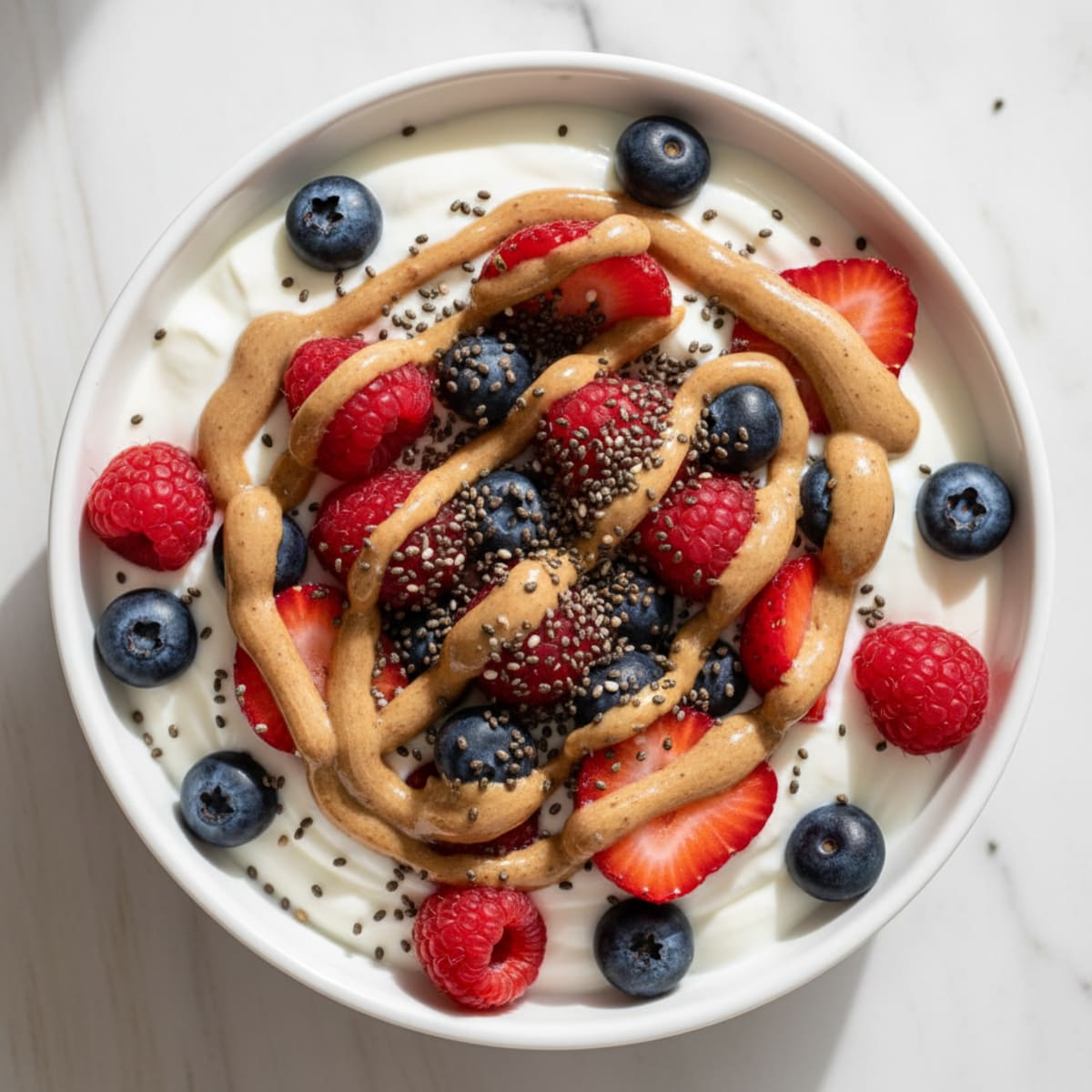 Greek Yogurt Parfait with Mixed Berries and Almond Butter