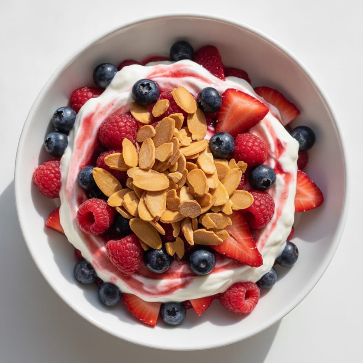 Greek Yogurt Protein Parfait with Mixed Berries and Almonds