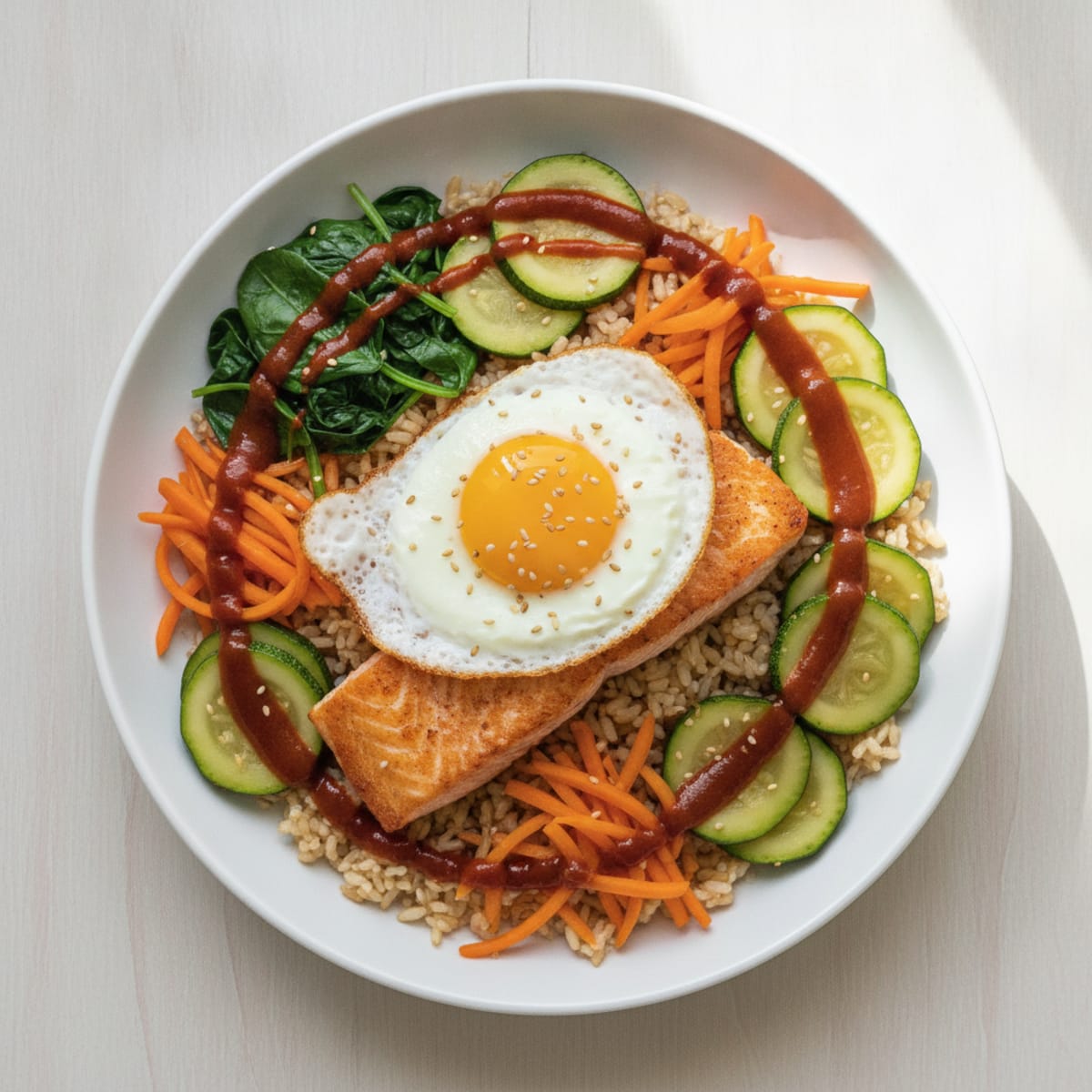 Salmon Bibimbap with Gochujang Sauce