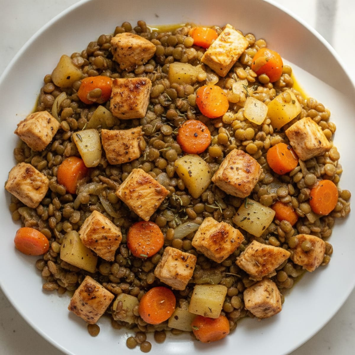 Braised Green Lentils with Root Vegetables